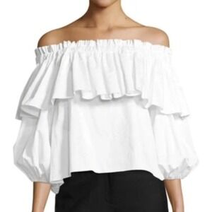 Alexis Barbie White Off The Shoulder Ruffle Blouse Top Size S